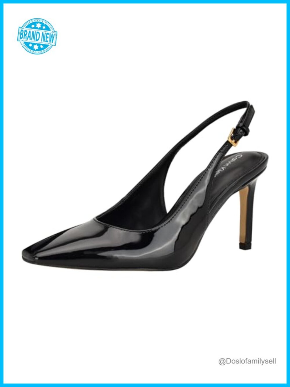 Faux Patent Leather Square Toe Stiletto Slingback Dress Pumps